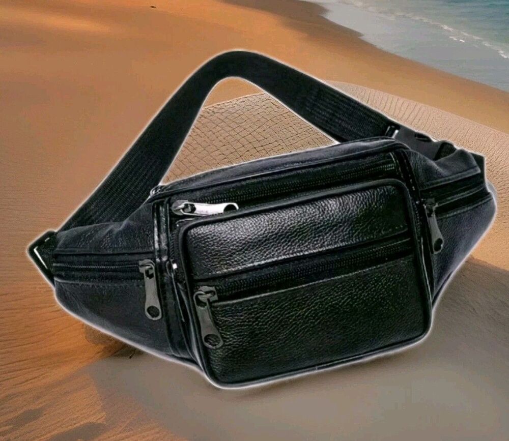 Genuine Leather Waist Bag, Belt Bag, Fanny Pack 12inx 9in Multi Compartment